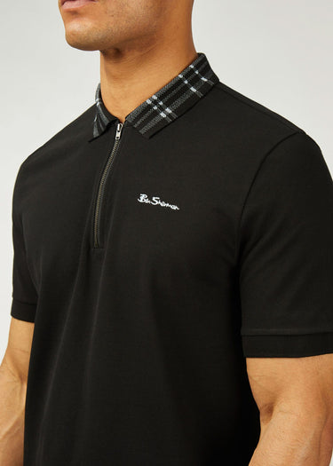 Ben Sherman Polo's Tartan collar polo - black