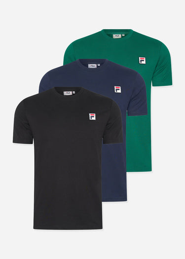 Fila T-shirts 3 pack ledge tee - Blue - Black - Aventurine
