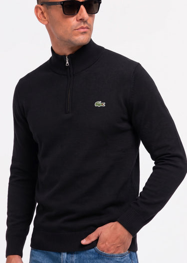 Lacoste Truien Regular fit high zipped neck sweater - black