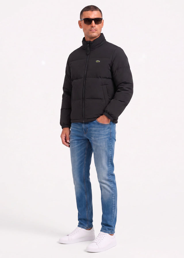 Lacoste Jackets Water-repellent packable hood down jacket - black