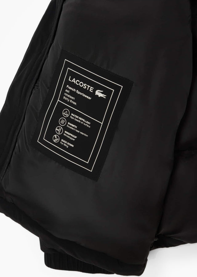 Lacoste Jackets Water-repellent packable hood down jacket - black