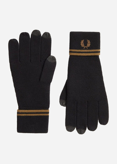 Fred Perry Handschoenen Twin tipped merino wool gloves - black shaded stone shaded stone