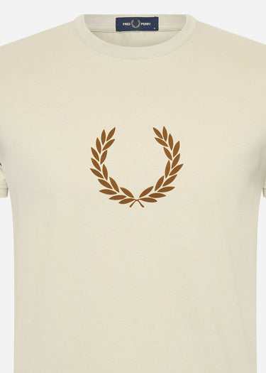 Fred Perry T-shirts Flocked laurel wreath gra tee - light oyster