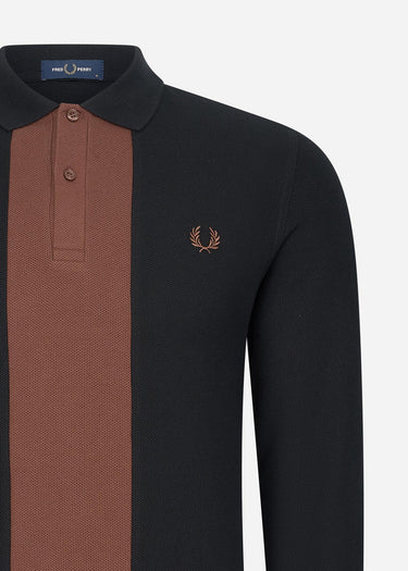 Fred Perry Longsleeve Polo's Panelled long sleeve polo shirt - black
