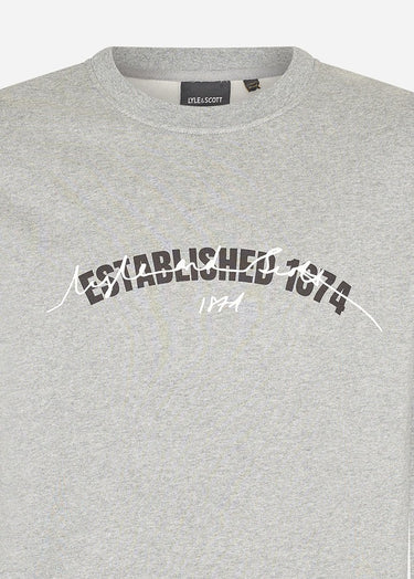 Lyle & Scott Truien Established 1874 graphic crew neck sweatshirt - mid grey marl