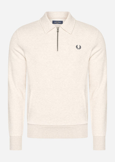 Fred Perry Truien Halfzip fleece back sweatshirt - porridge marl
