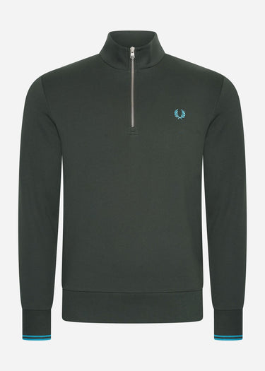 Fred Perry Truien Half zip sweatshirt - night green runaway bay ocean