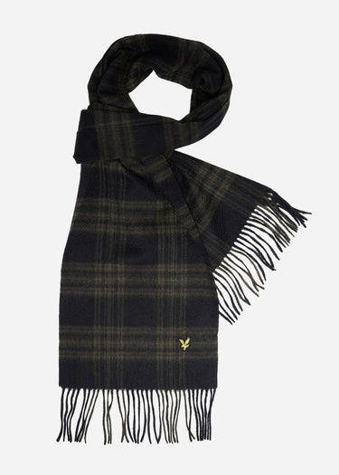 Lyle & Scott Sjaals Tartan lambswool scarf - mountain moss