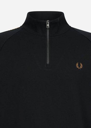 Fred Perry Truien Chequerboard tape half zip sweat - black