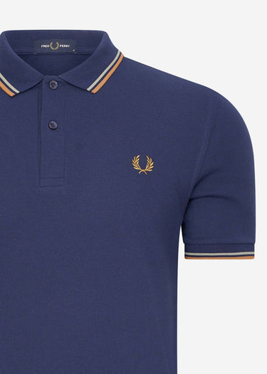 Fred Perry Polo's Twin tipped fred perry shirt - french navy seagrass light rust