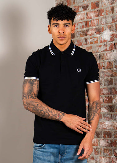 Fred Perry Polo's Twin tipped fred perry shirt - black white white