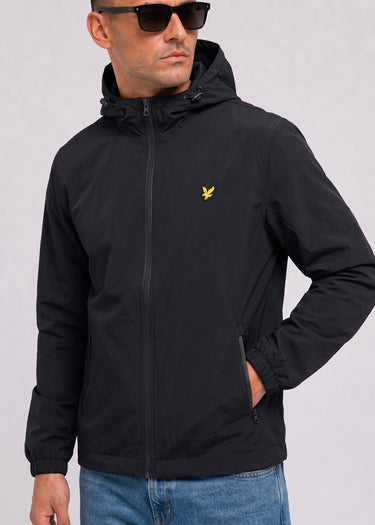 Lyle & Scott Jassen Contrast zip through hooded jacket - jet black gunmetal