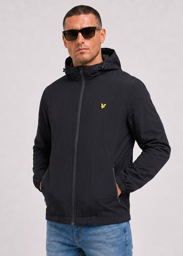 Lyle & Scott Jassen Contrast zip through hooded jacket - jet black gunmetal