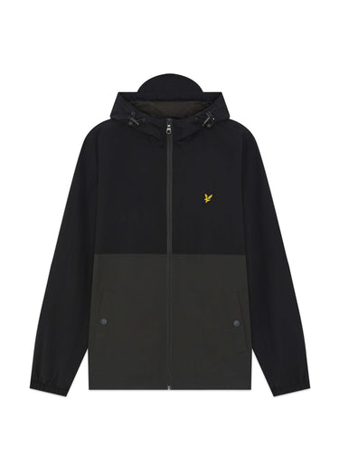 Lyle & Scott Jassen Colour block zip through hooded jacket - jet black gunmetal