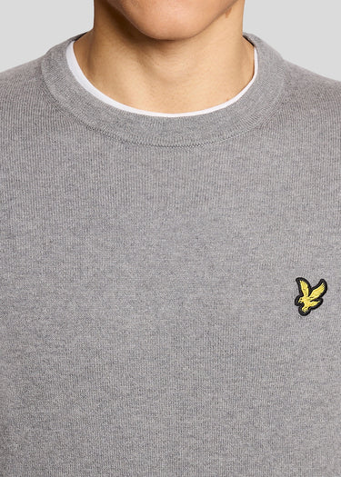 Lyle & Scott Truien Cotton merino crew neck jumper - mid grey marl
