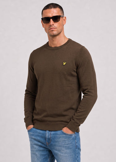 Lyle & Scott Truien Cotton merino crew neck jumper - sepia brown