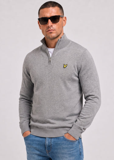Lyle & Scott Truien Cotton merino quarter zip jumper - mid grey marl