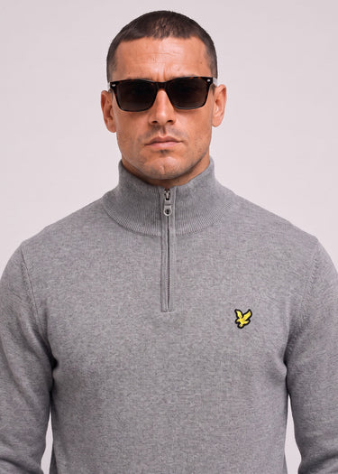 Lyle & Scott Truien Cotton merino quarter zip jumper - mid grey marl