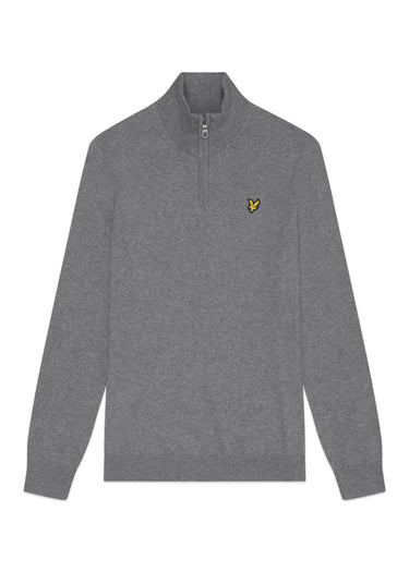 Lyle & Scott Truien Cotton merino quarter zip jumper - mid grey marl