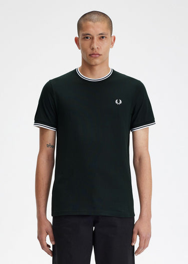 Fred Perry T-shirts Twin tipped t-shirt - night green snow white