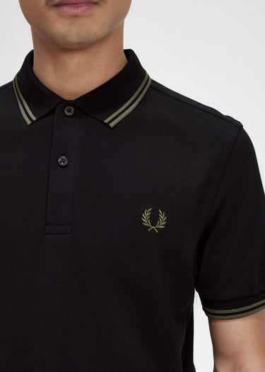 Fred Perry Polo's Twin tipped fred perry shirt - black field green