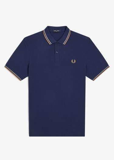 Fred Perry Polo's Twin tipped fred perry shirt - french navy seagrass light rust