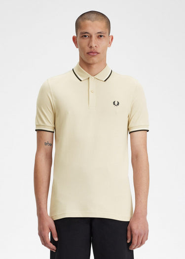 Fred Perry Polo's Twin tipped fred perry shirt - oatmeal ecru blk