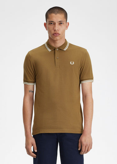 Fred Perry Polo's Twin tipped Fred Perry shirt - shaded stone snow white ecru