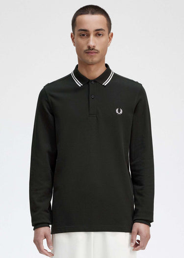Fred Perry Longsleeve Polo's LS twin tipped shirt - night green snow white