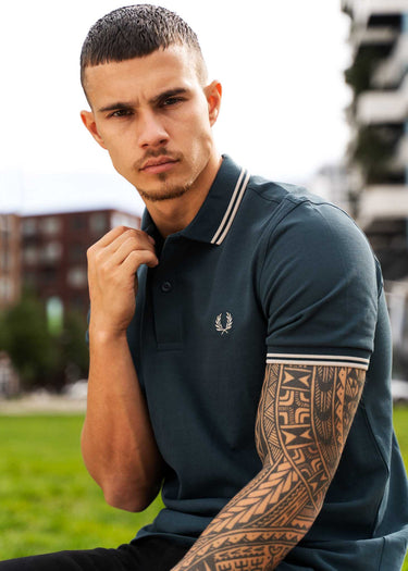 Fred Perry Polo's Twin tipped fred perry shirt - petrol blue
