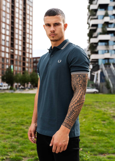 Fred Perry Polo's Twin tipped fred perry shirt - petrol blue