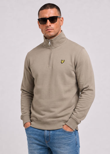 Lyle & Scott Truien Loopback quarter zip sweat - khaki ash