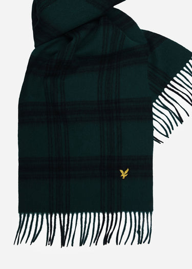 Lyle & Scott Sjaals Check lambswool scarf - argyle teal jet black