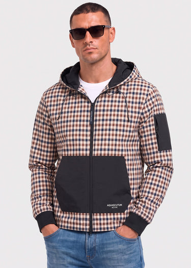 Aquascutum Sweatjacken Check full zip stretch fleece - black