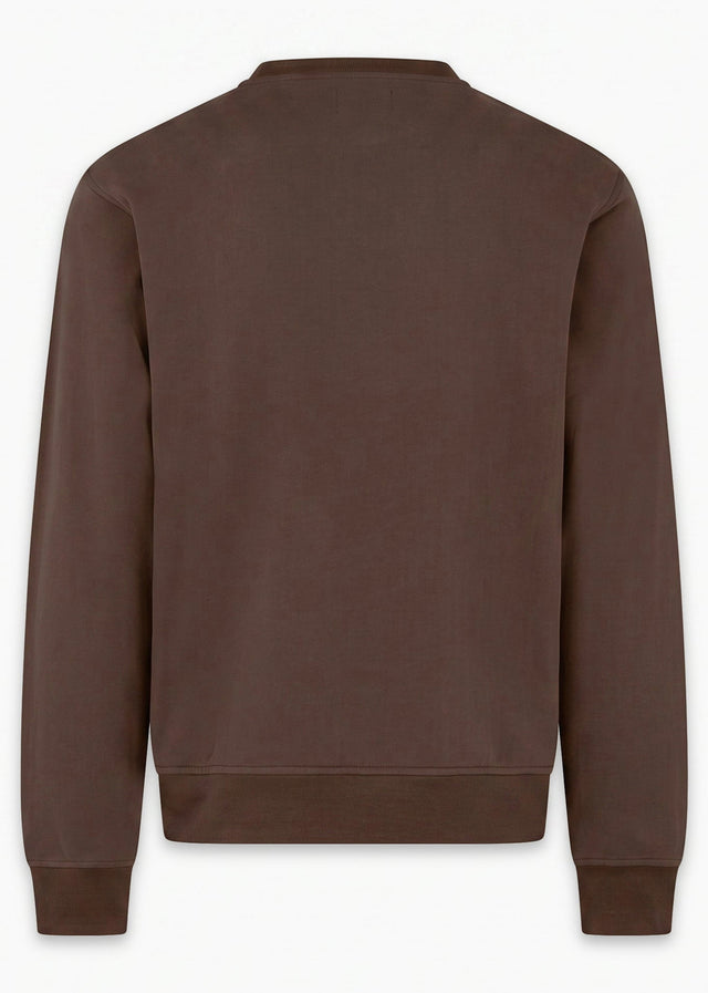 Aquascutum Pullover Check shoulder crewneck fleece - chocolate