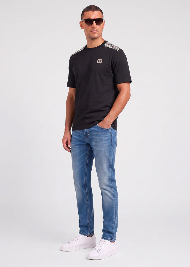Aquascutum T-Shirts Check shoulder t-shirt - black