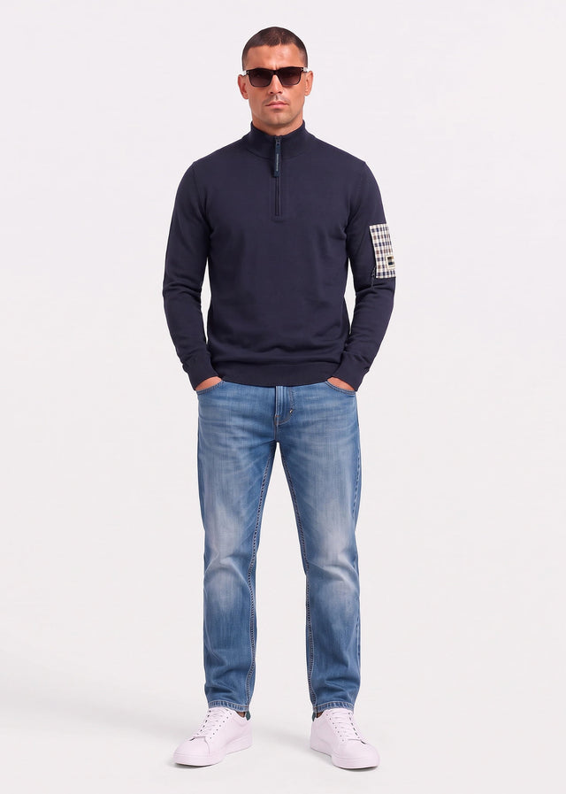 Aquascutum Pullover Quarter zip tech sweater - navy
