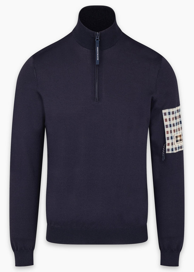 Aquascutum Pullover Quarter zip tech sweater - navy