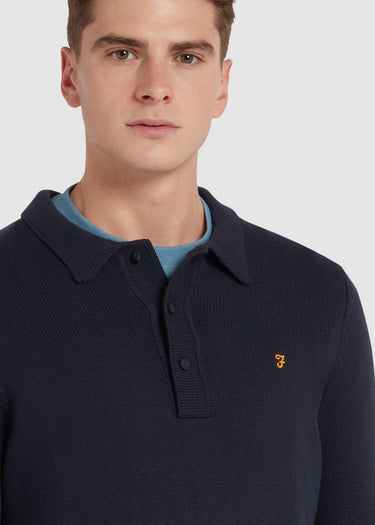 Farah Truien Sweater hamlet knit ls polo - true navy