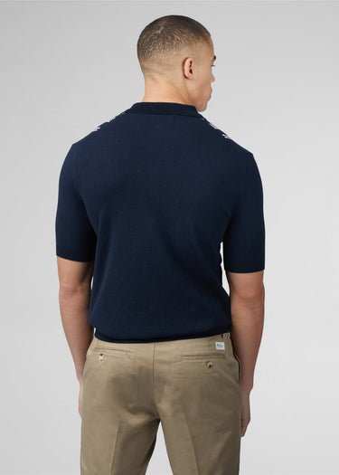Ben Sherman Polo's Crickle cotton stripe polo - dark navy