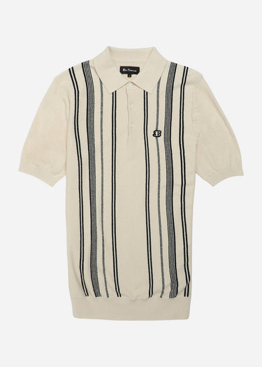 Ben Sherman Polo's Crickle cotton stripe polo - ivory