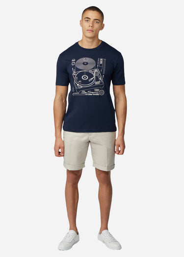 Ben Sherman T-shirts Linear record player - dark navy