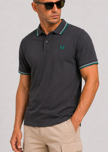 Fred Perry Polo's Twin tipped fred perry shirt - anchor grey light ice sport green