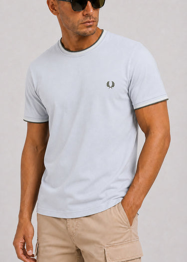 Fred Perry T-shirts Twin tipped t-shirt - dusky blue ecru laurel wreath green