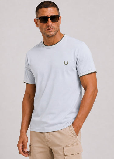 Fred Perry T-shirts Twin tipped t-shirt - dusky blue ecru laurel wreath green