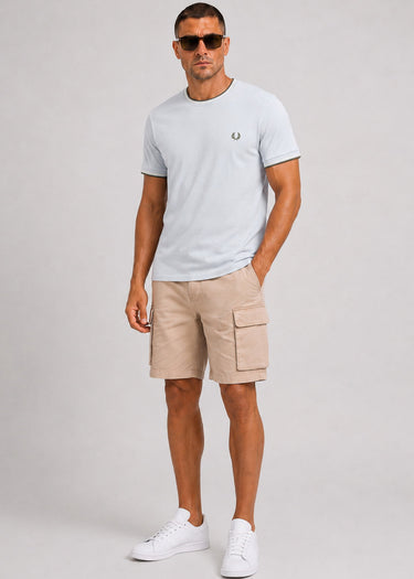 Fred Perry T-shirts Twin tipped t-shirt - dusky blue ecru laurel wreath green