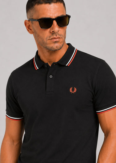 Fred Perry Polo's Twin tipped fred perry shirt - black dusky blue strawberry cream