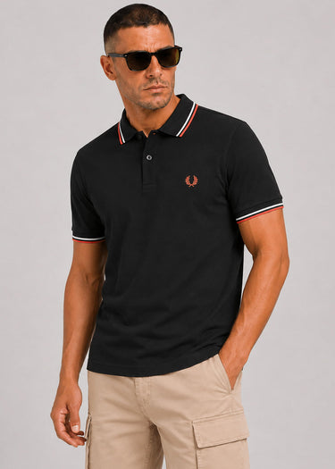 Fred Perry Polo's Twin tipped fred perry shirt - black dusky blue strawberry cream