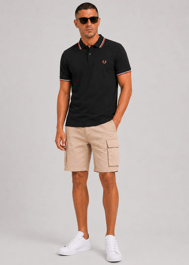 Fred Perry Polo's Twin tipped fred perry shirt - black dusky blue strawberry cream