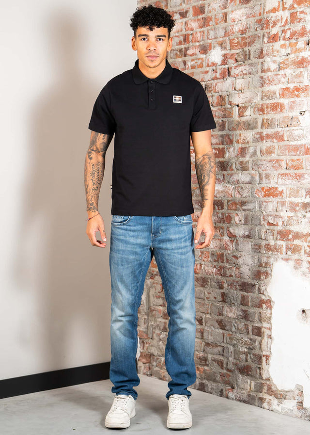 Aquascutum Polos Stretch piqué badge polo - black
